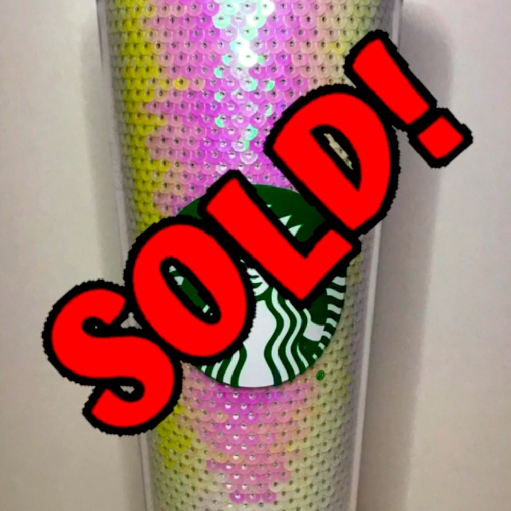 **SOLD** Starbucks White Sequin Holiday Tumbler